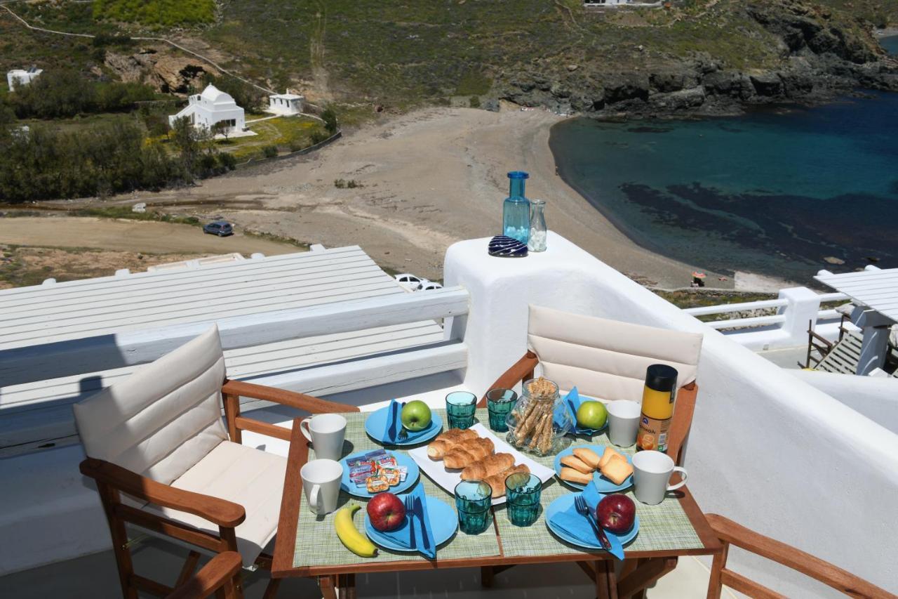 Superior Beachfront Apartment 1 With View To The Aegean Sea Panormos  Dış mekan fotoğraf